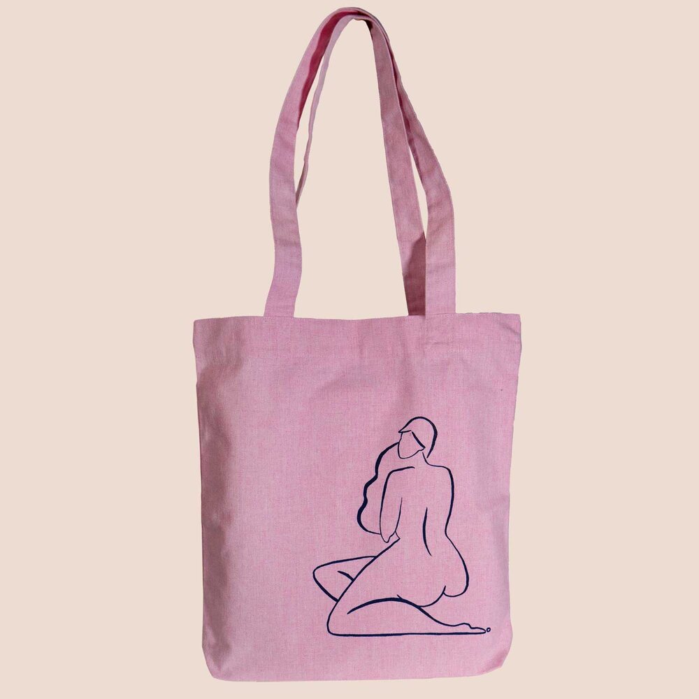 “Irene”- screen printed tote bag in cotton candy pink (LIMITED EDITION)
