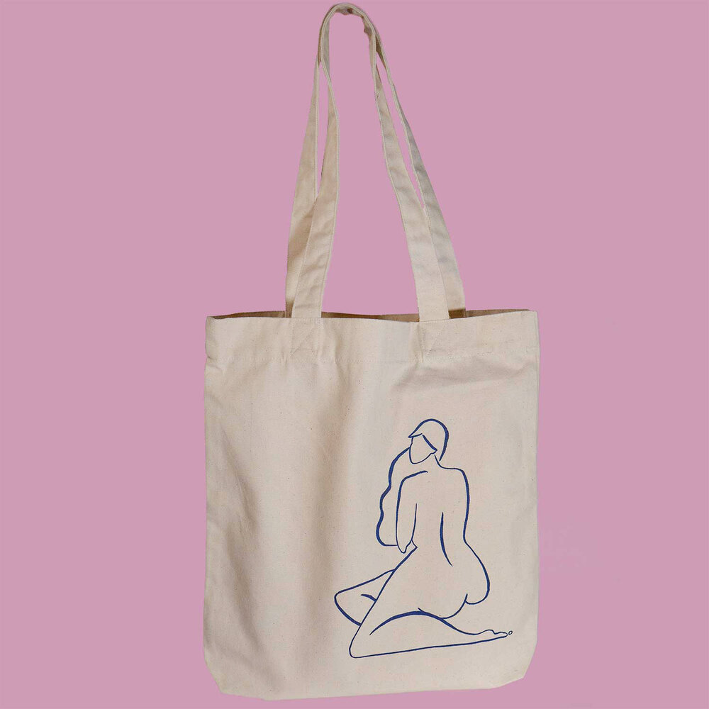 “Irene”- screen printed tote bag in beige (LIMITED EDITION)