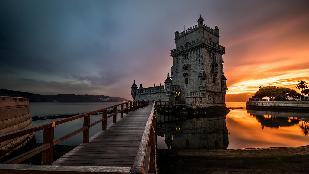 Torre de Belém is a landmark of the area, and a sunset close to it is unforgettable