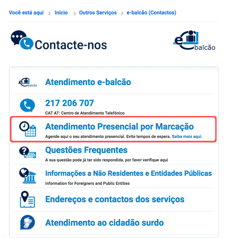 How to make a face-to-face meeting appointment on the Finanças website