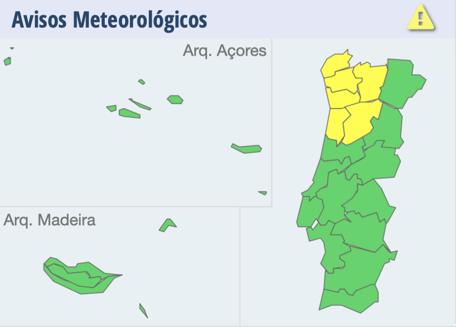Alerte météo pour fortes pluies dans 6 districts du Portugal