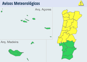 Alerte météo pour pluie, orage et grêle dans 14 districts du Portugal