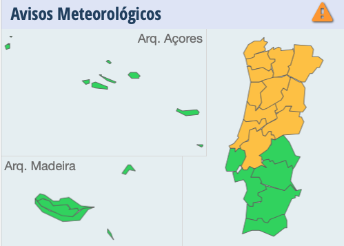 Alerte orange pour 12 districts du Portugal en raisons des orages et du vent