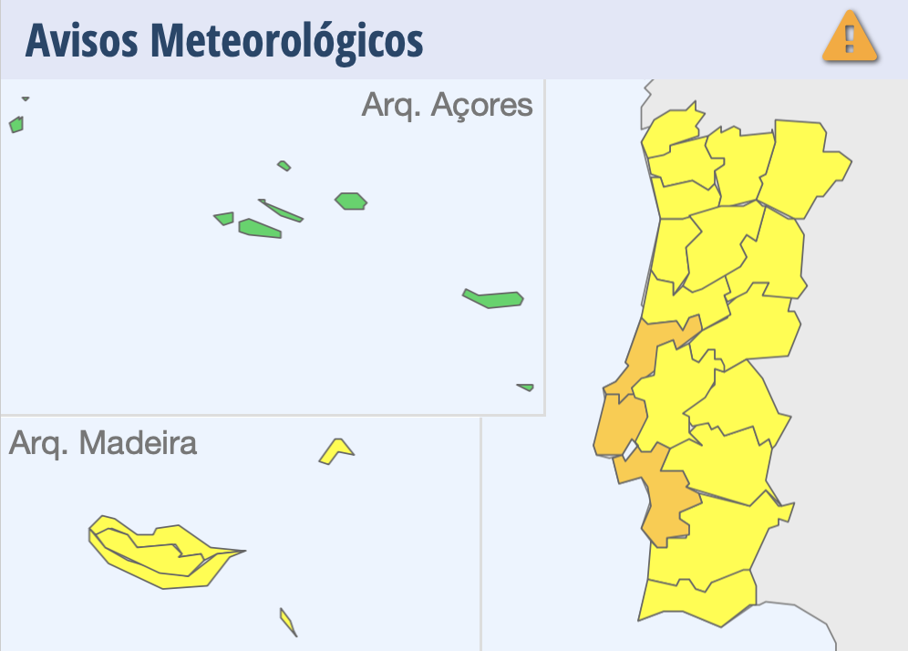 Alerte orange à Lisbonne, Setubal et Leiria pour fortes pluie et orages violents, alerte jaune pour le reste du pays