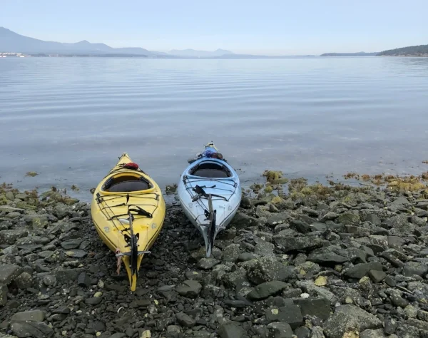 Launching our kayaks for a calm, Force 1 wind, glorious day