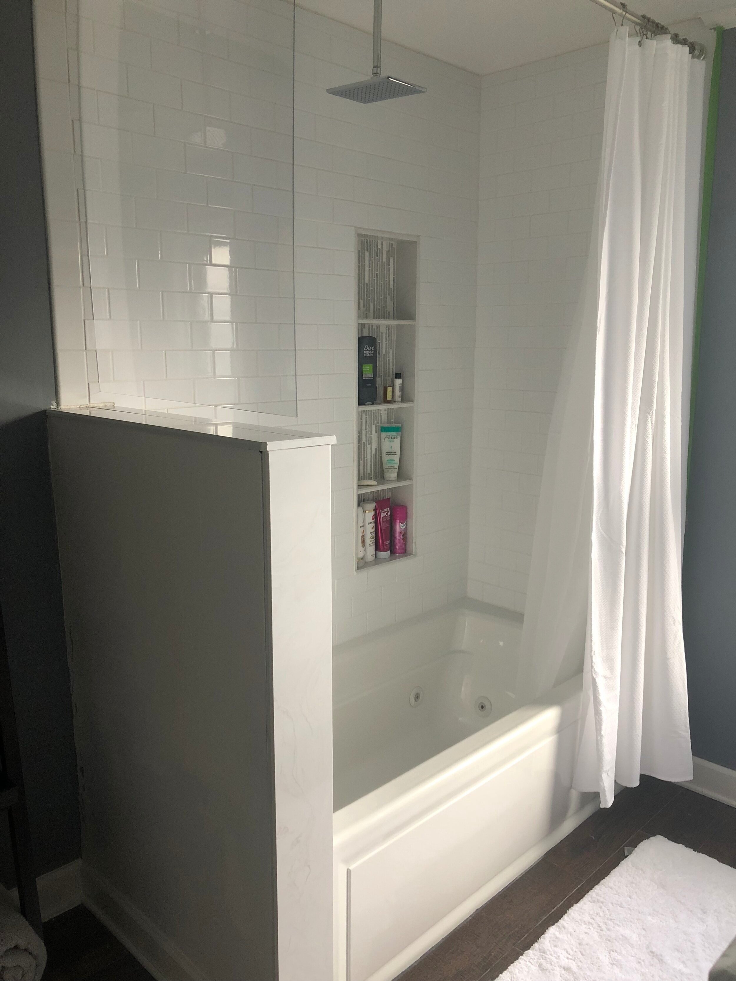 The tub is in