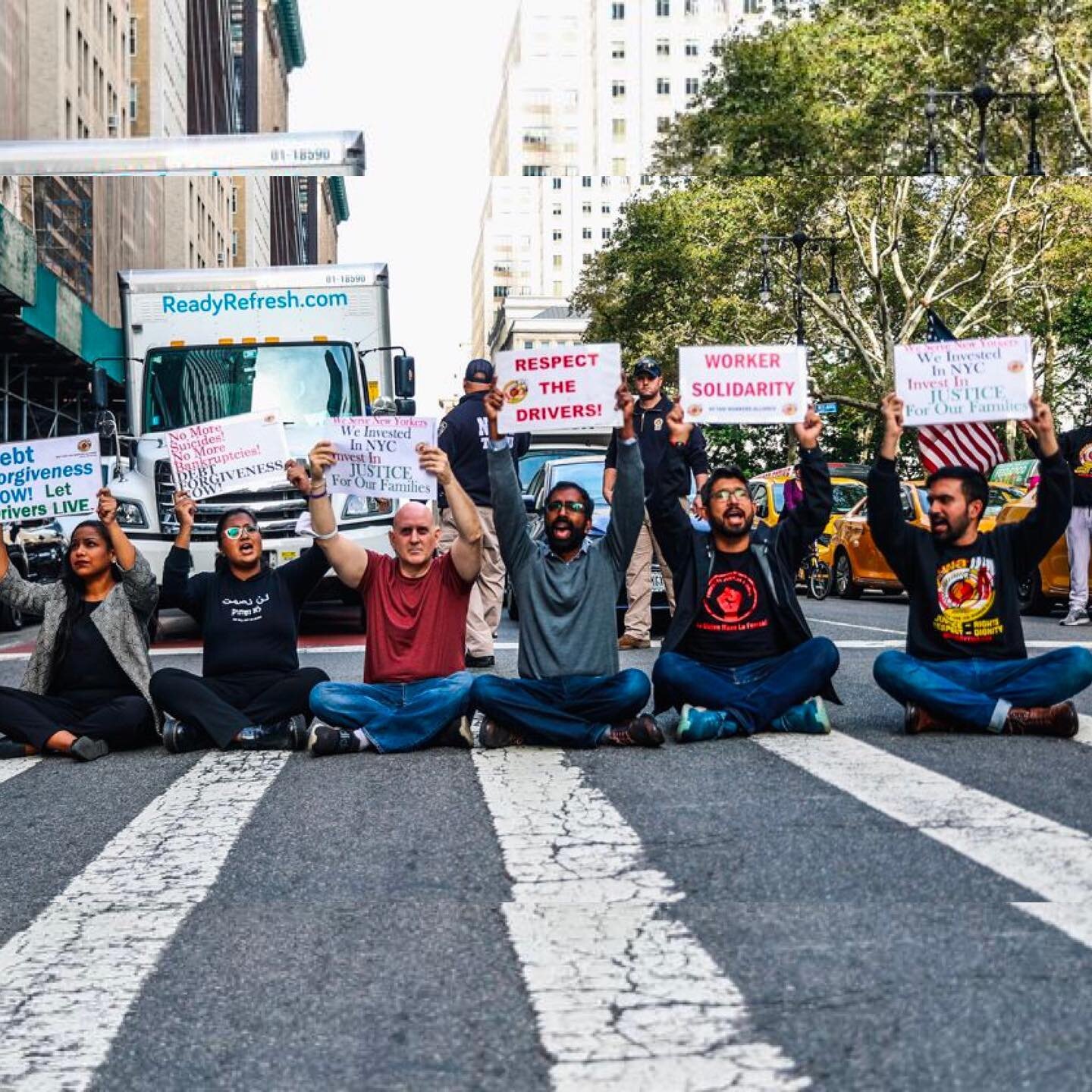 We stand in solidarity with New York City&rsquo;s Taxi Workers (#NYTWA) on DAY 40 of their protest outside City Hall and DAY 9 of their fast to #EndCabbieDebt. 

🚕

These predominantly immigrant workers are demanding that @NYCMayor grant significant