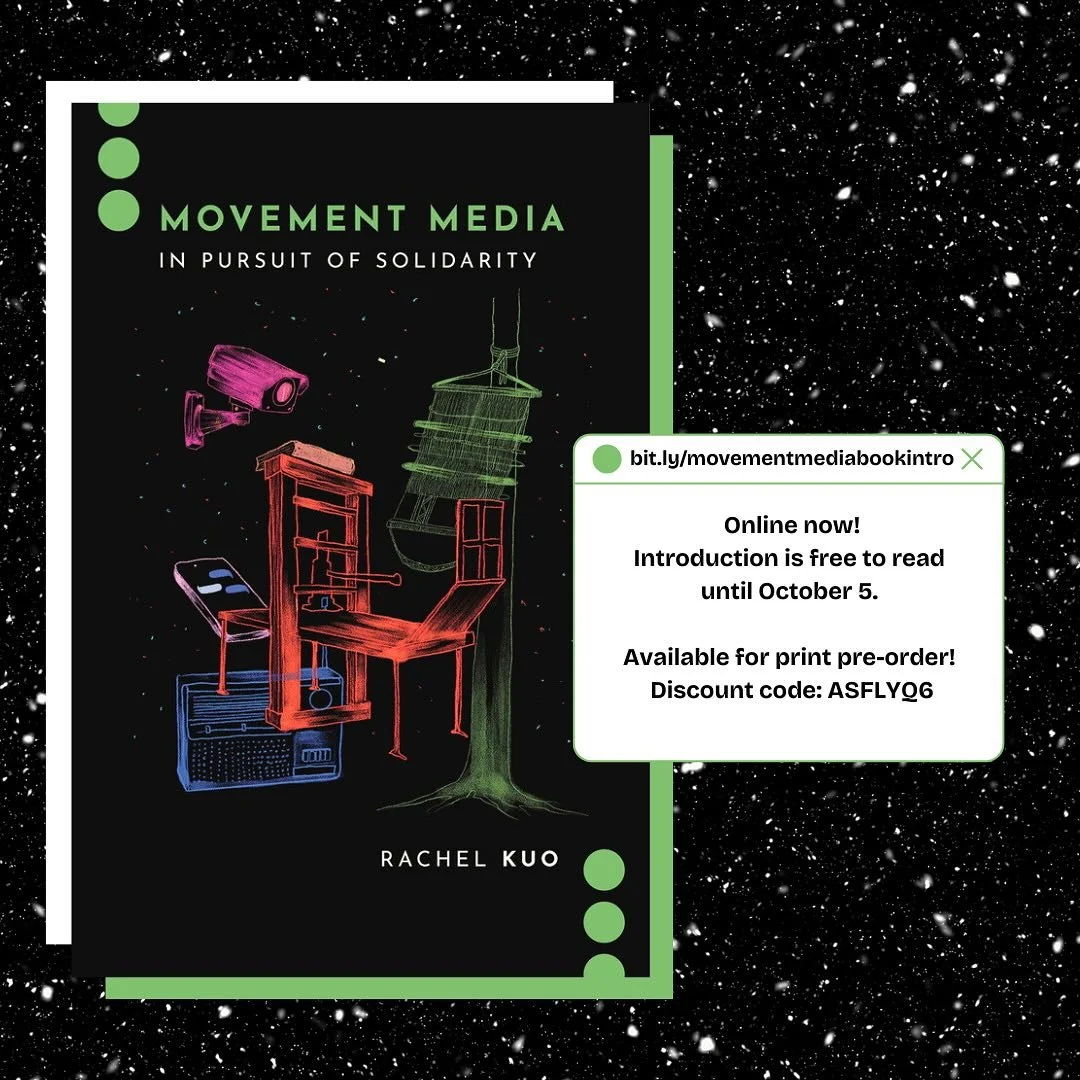 Check out ✨Movement Media: In Pursuit of Solidarity✨ by one of our co-leaders @_kuolabear! https://rachelkuo.com/movement-media-book

📚Pre-order at Oxford University Press (discount code: ASFLYQ6) or access the online version at Oxford Academic. The
