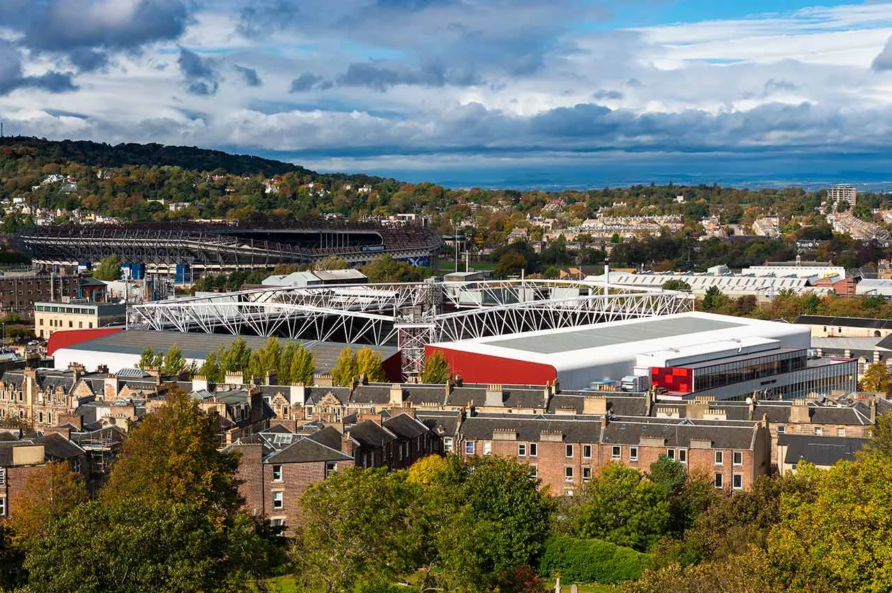 Tynecastle and Murrayfield stadiums, 12 x8 print