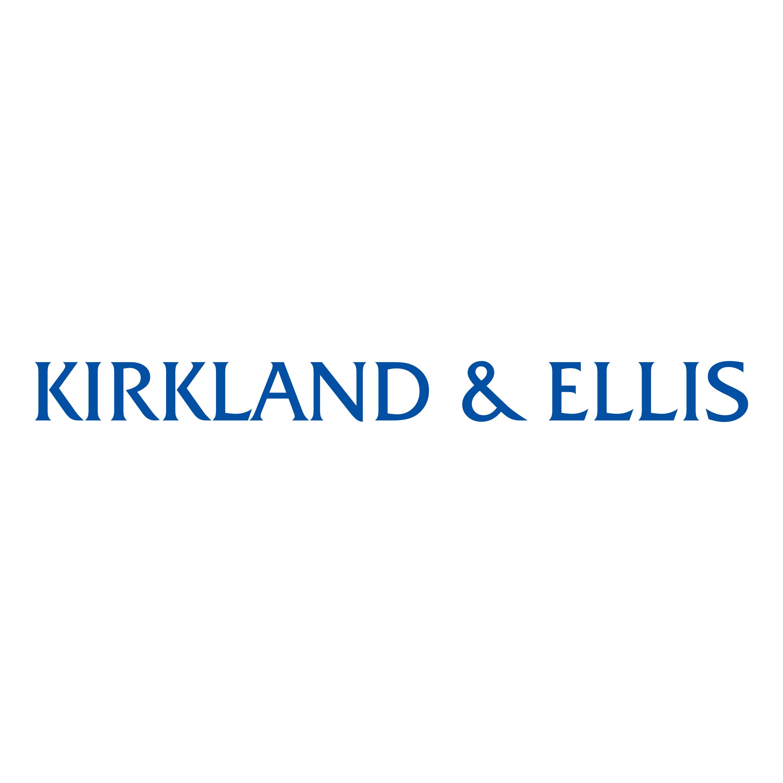 Kirkland & Ellis logo in blue text on a white background.