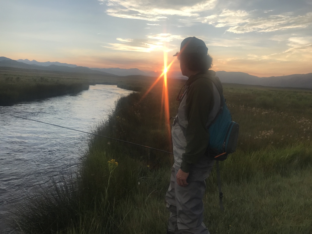 The sun sets on the end of a summer day of fly fishing on the upper Owens River.