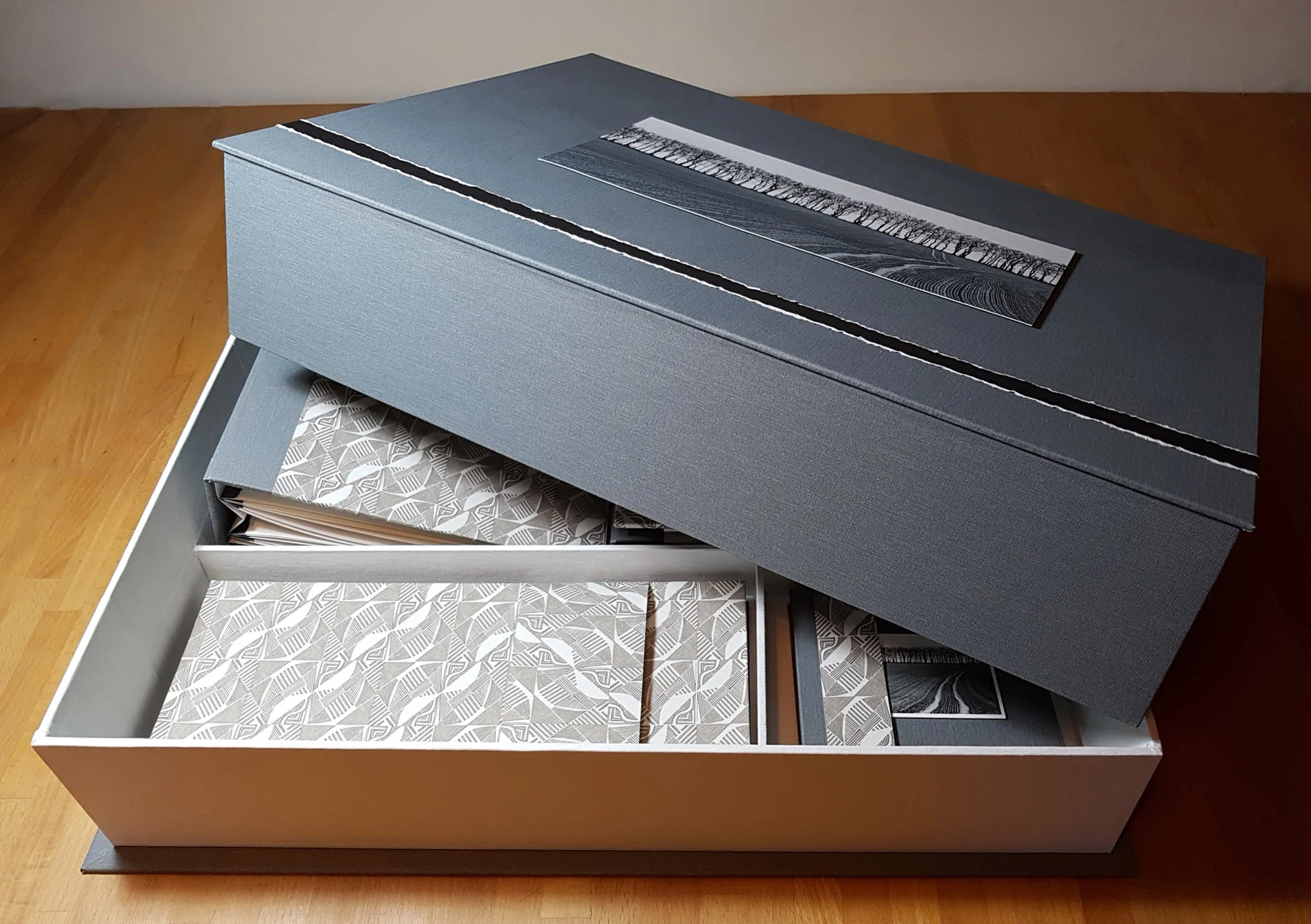 Land Lines triptych custom made presentation box