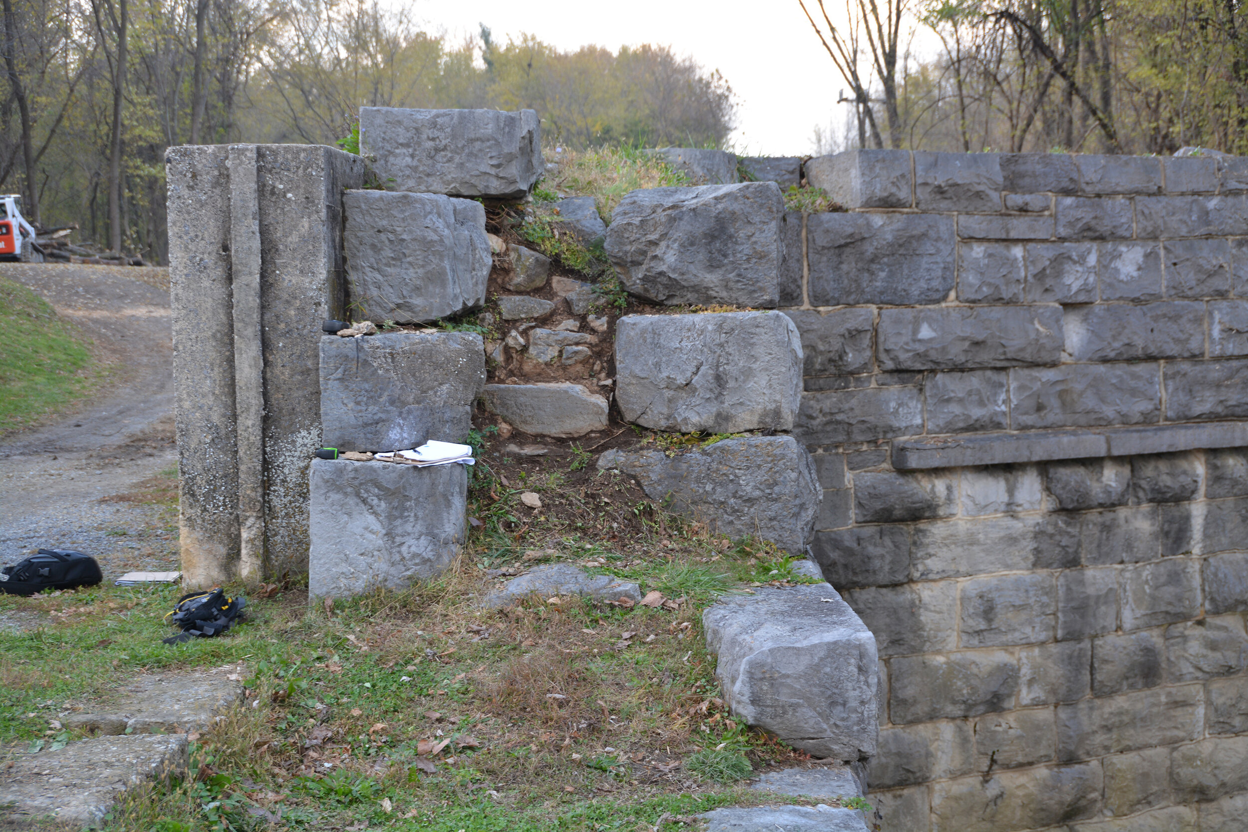 Before: Original Berm Parapet with Rubble Stone Interior Cut Stone Facing