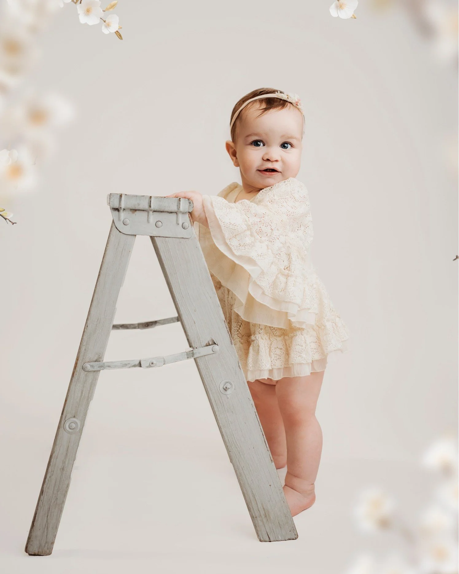 Sometimes I thrift props and they are my favorite. I have had this ladder for almost 10 years. 😆

Don't forget we have every outfit you can think of for your little one. A variety of backdrops as well. 
www.kristinabanksphotography.org