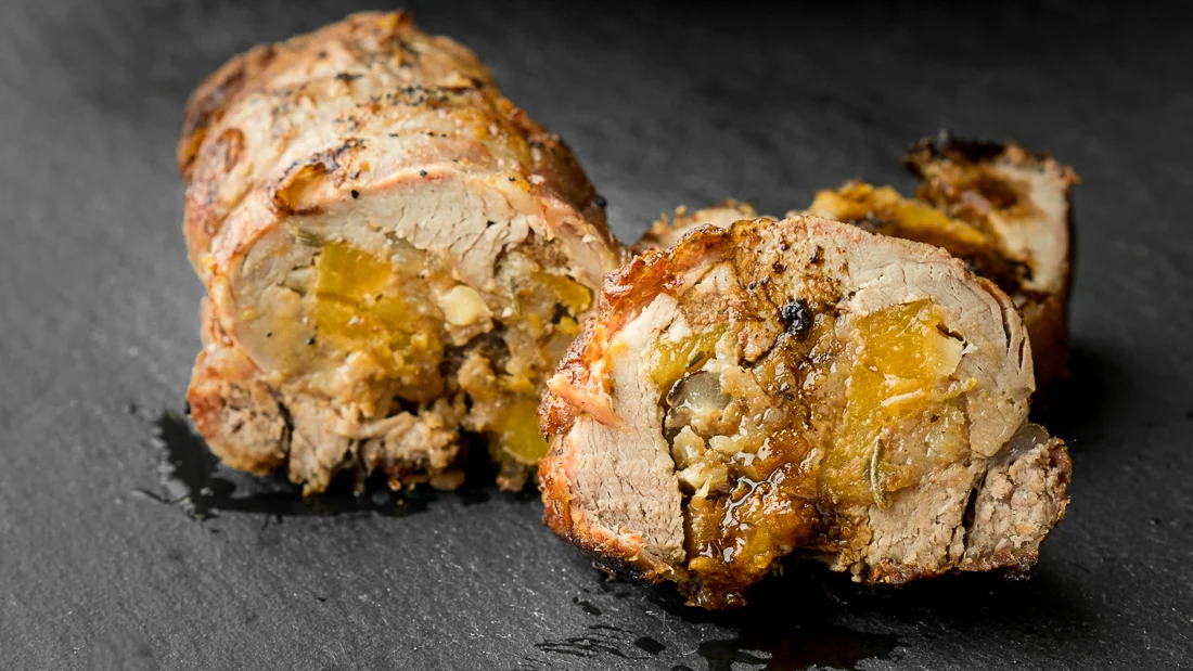 Butternut Squash - Hazelnut Pork Roulade, Buttermilk Grits