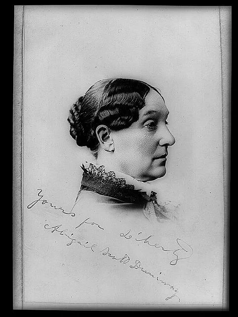 Abigail Scott Duniway, bust portrait, facing right