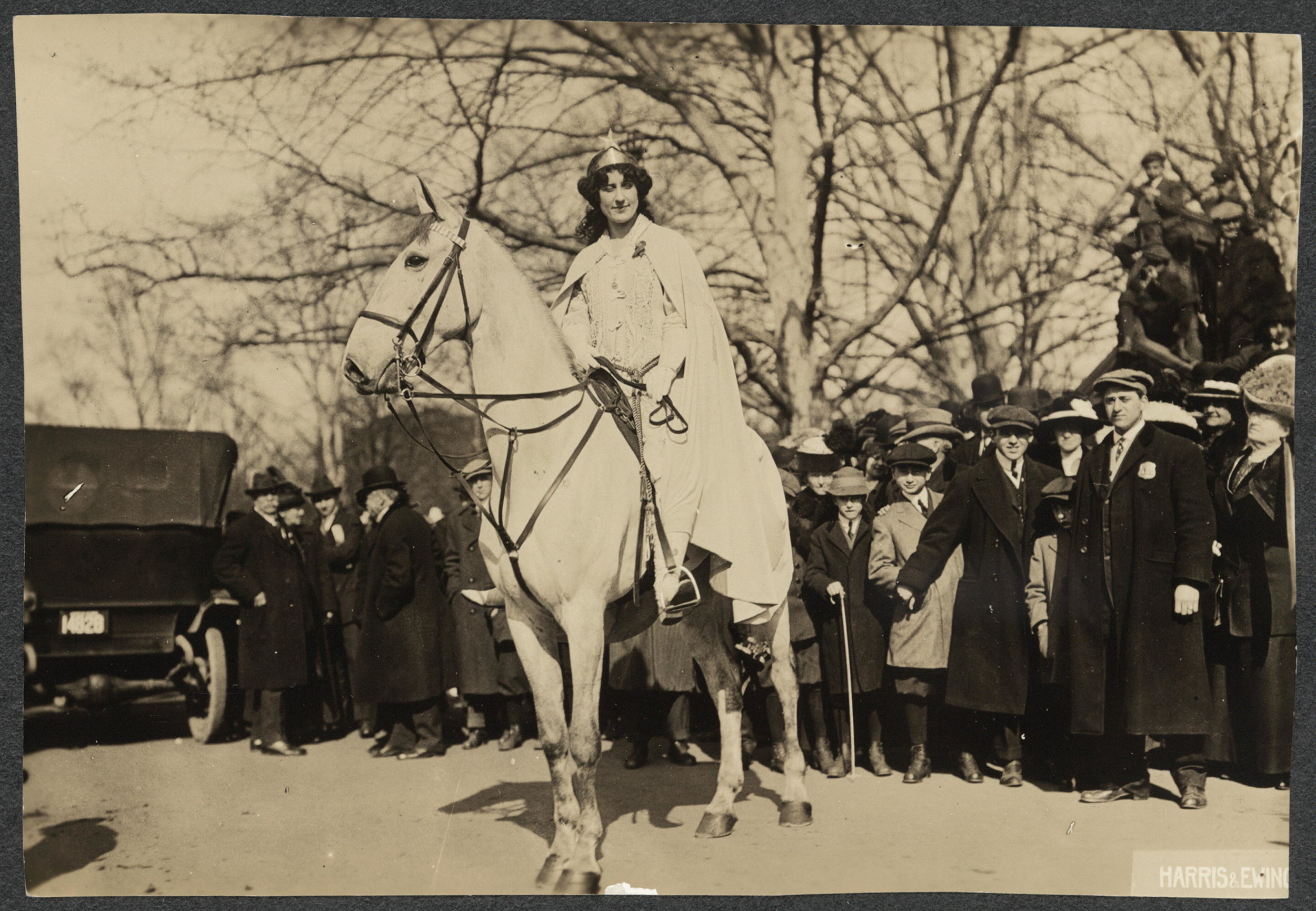   Inez Milholland Boissevain preparing to lead the March 3, 1913, suffrage parade in Washington, D.C.  