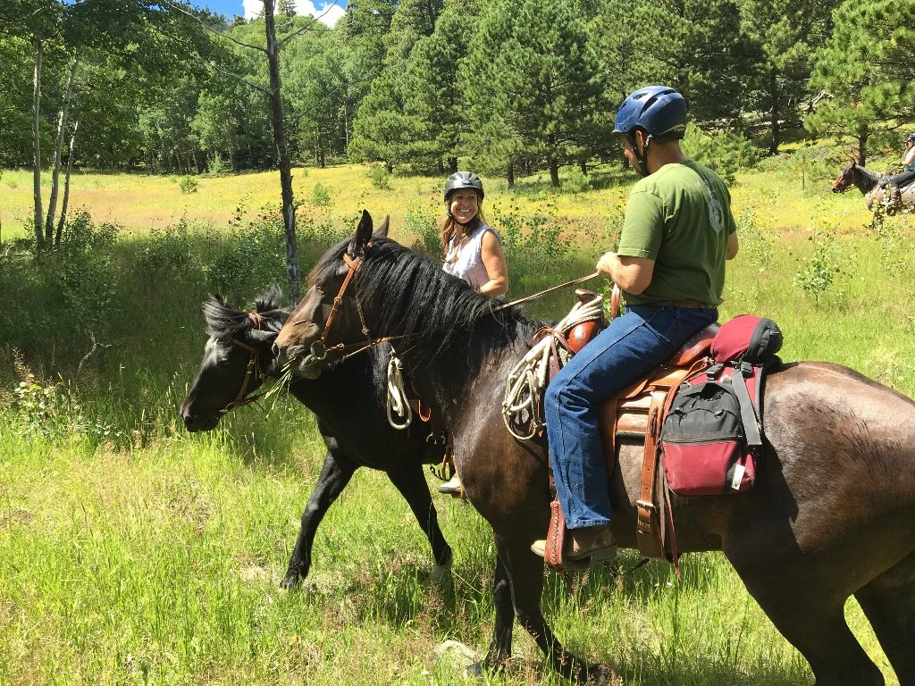 Amy and Luna, Eric and Diego near Goat Creek in the Sangre de Cristo Mountains