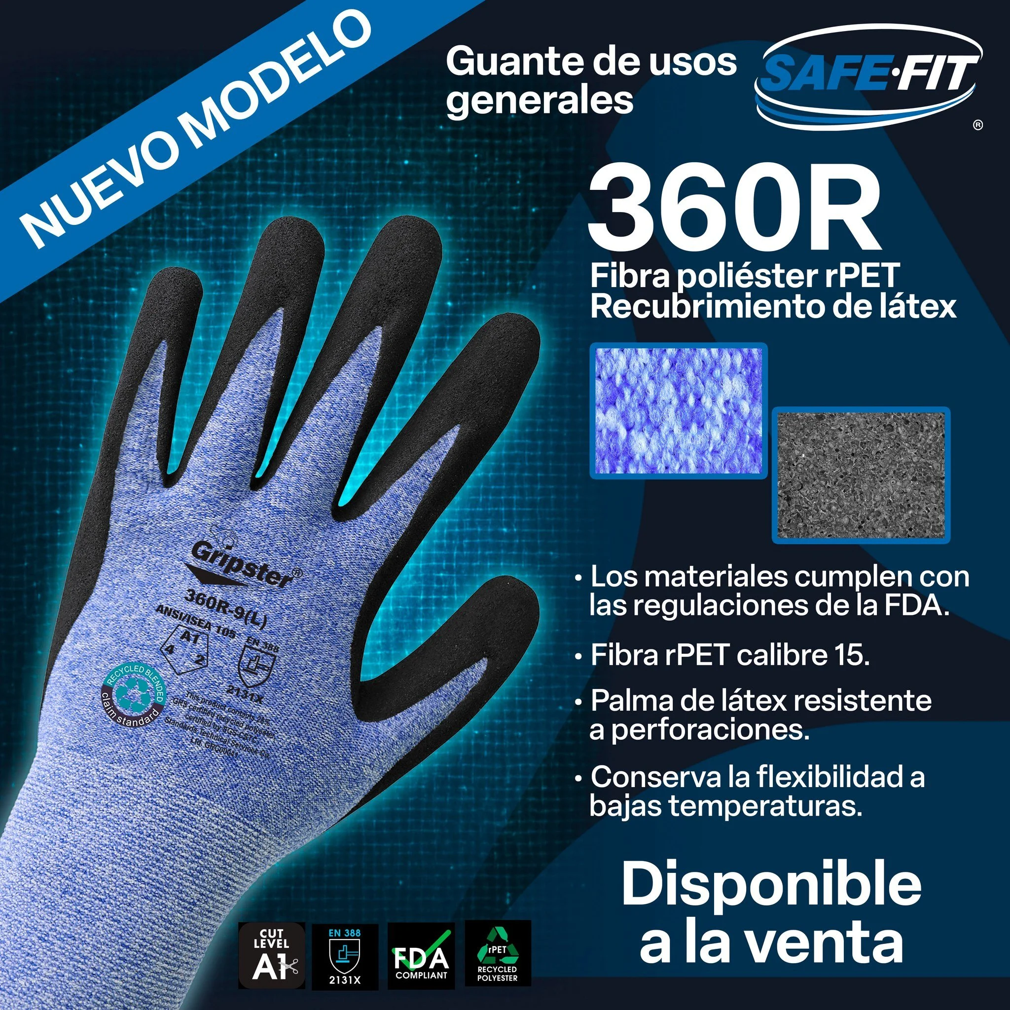 ♻️ Protecci&oacute;n que cuida tus manos y el planeta 🌎

Los Guantes Gripster&reg; 360R est&aacute;n dise&ntilde;ados para uso general con un ajuste c&oacute;modo y seguro.
✅ Hechos con fibra de poli&eacute;ster reciclado (rPET), que reutiliza botel