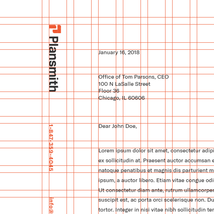 Underlying grid detail based on logo construction system
