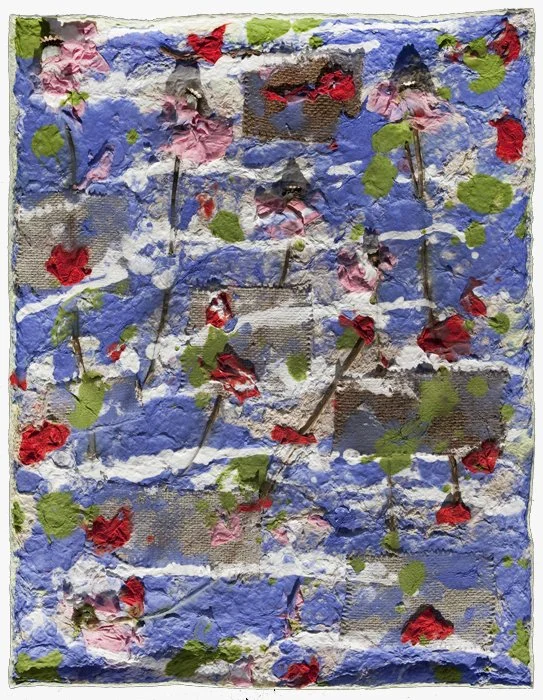 Blue Field/Pink Flowers