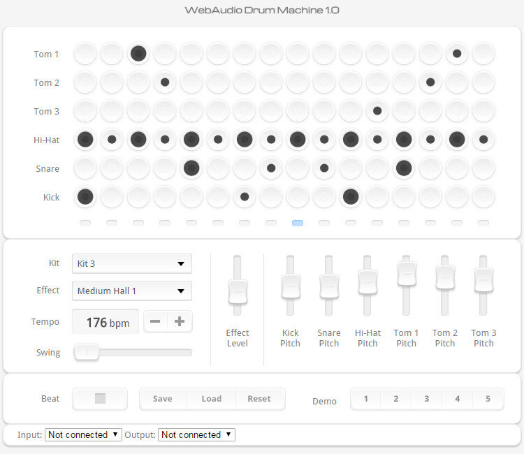 Shiny Happy WebAudio MIDI-fied Drum Machine