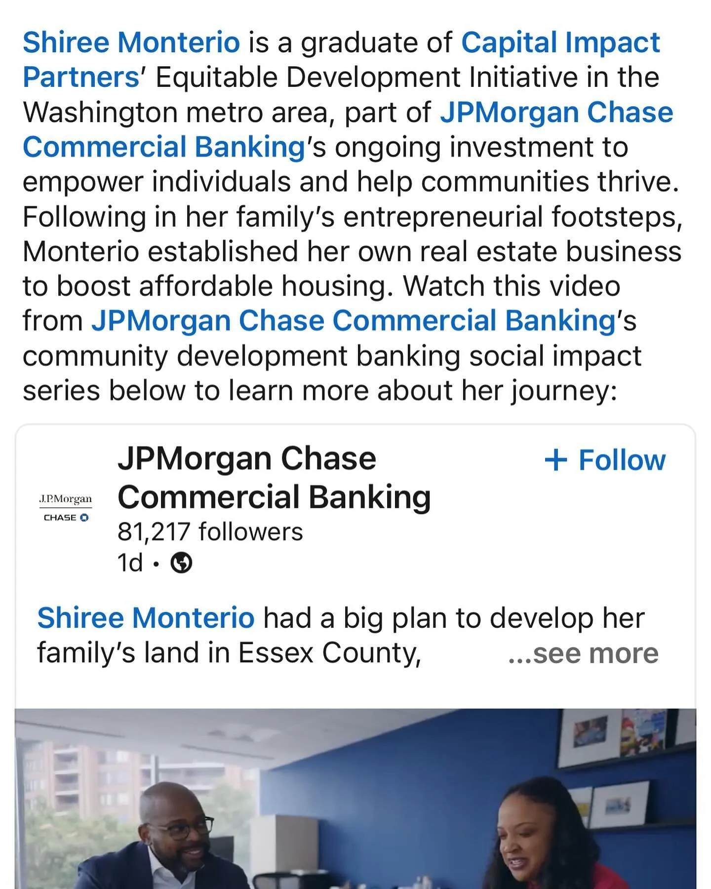 Thankful to have such a great partner in Capital Impact Partners as we navigate through entrepreneurship and real estate development.  So grateful for the continuous support! #swiperight