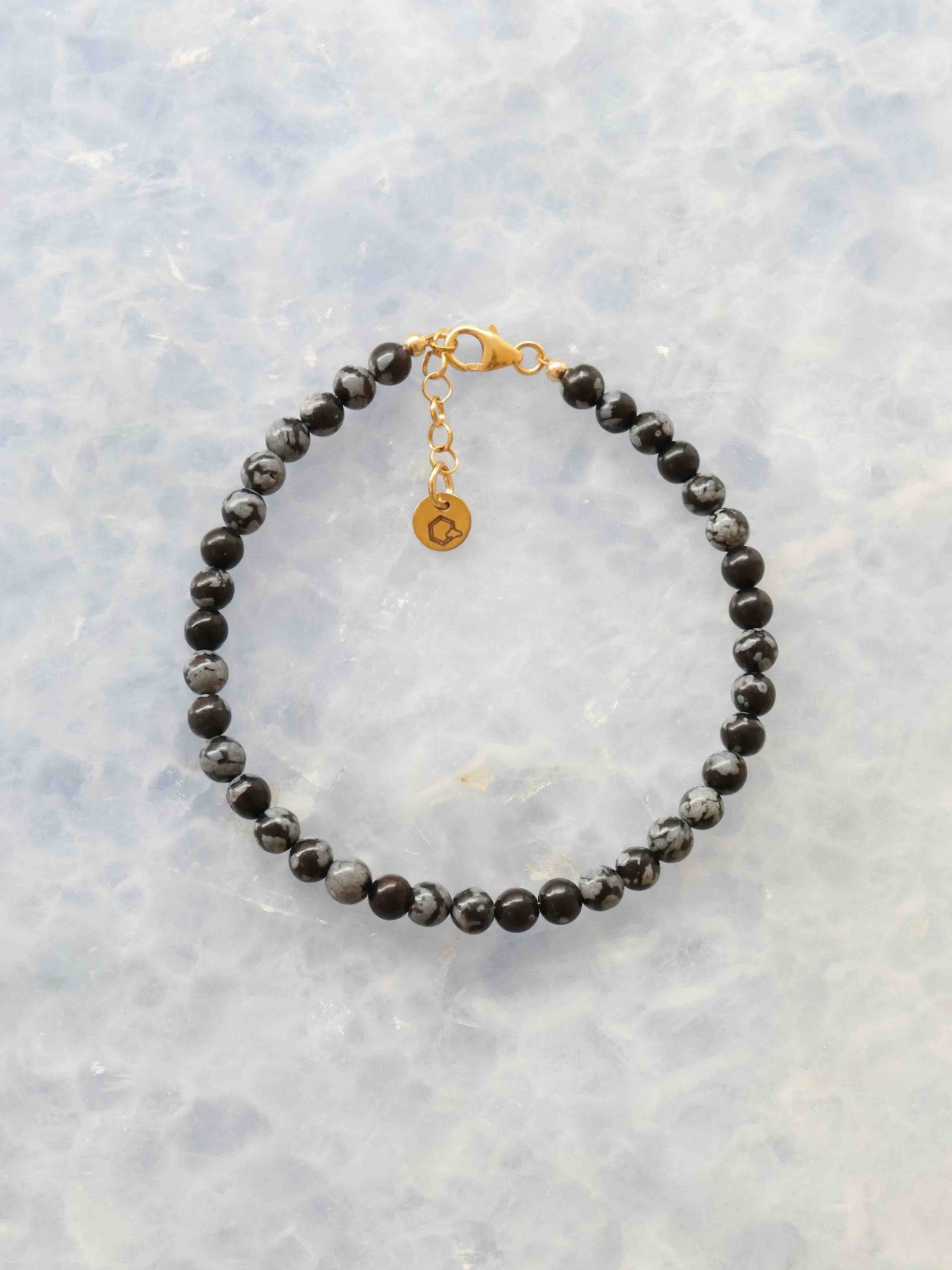 Bracelet Obsidienne flocon de neige - Voir le positif