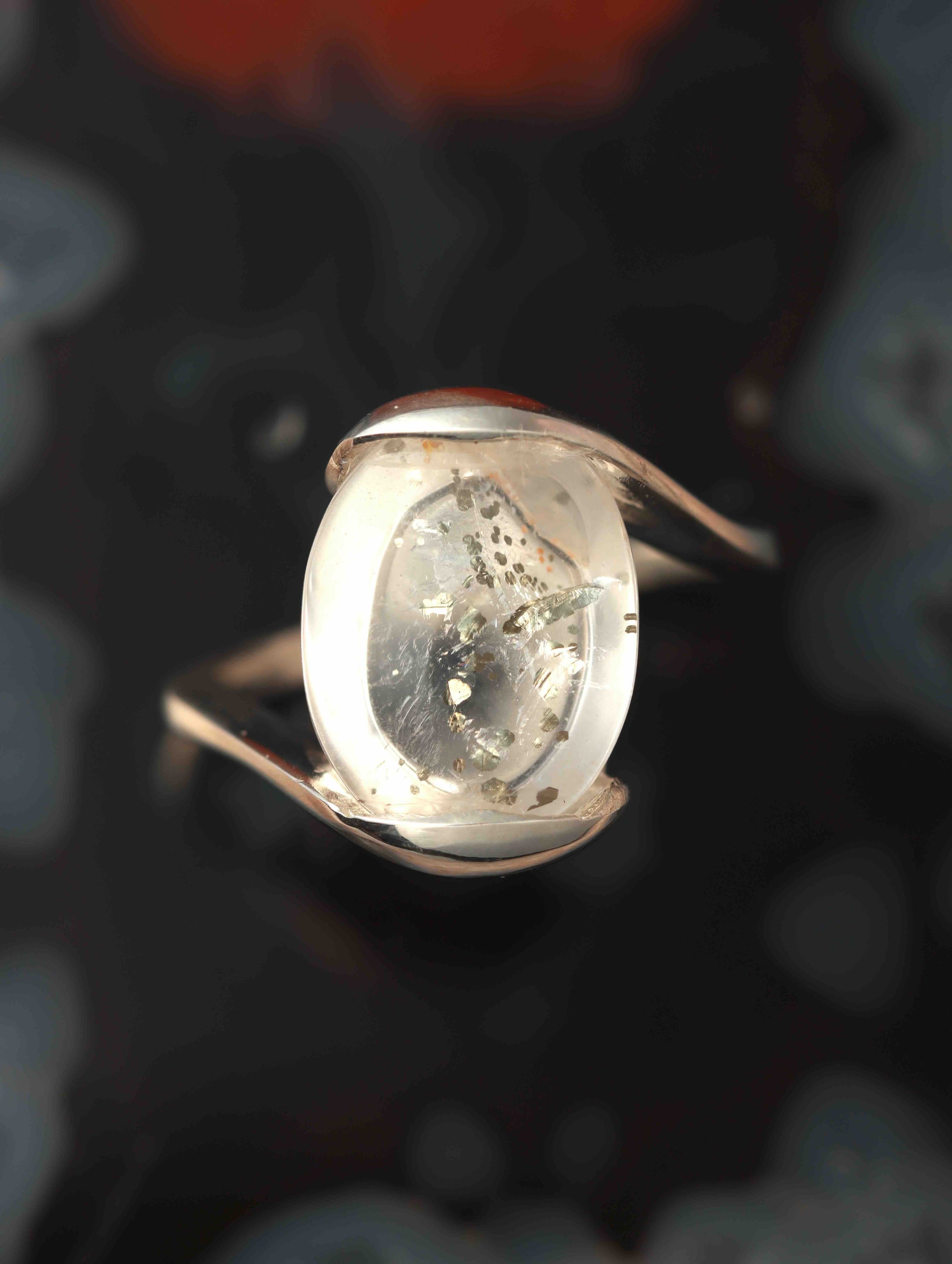 Bague Quartz à inclusions de Pyrite & Argent 925 - Construire un projet - SOLYA - Cristaux, Minéraux & Bonnes énergies - Magasin de lithothérapie en Belgique - Magasin de pierres éthiques