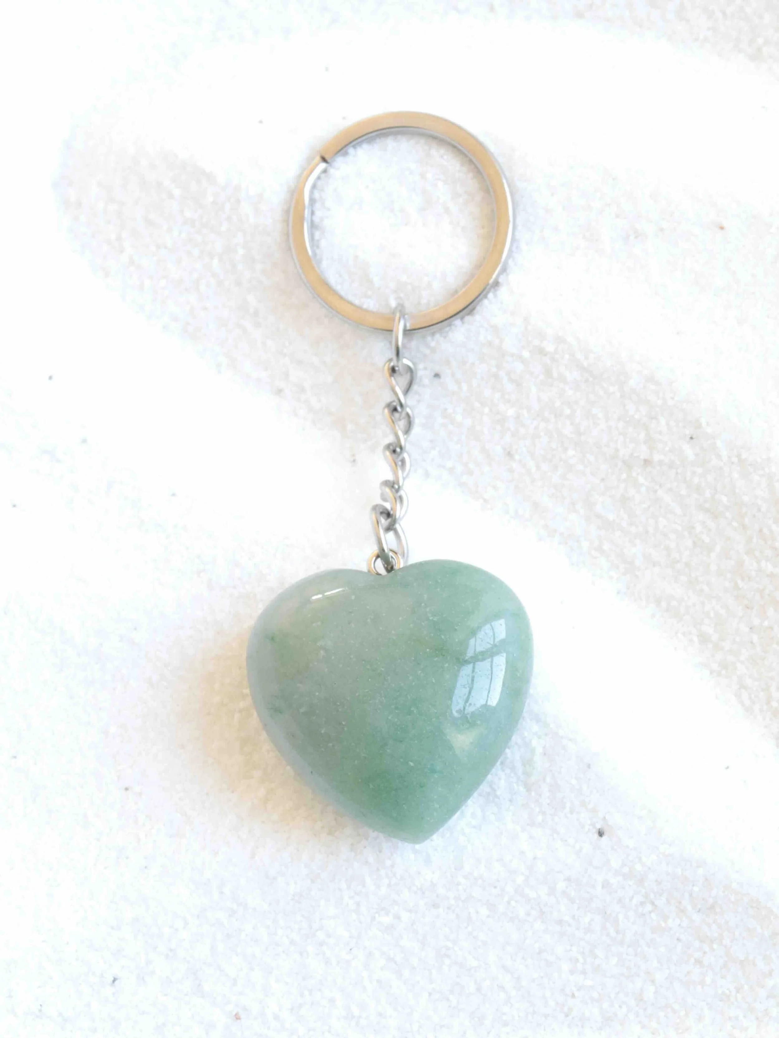 Porte-clé cœur Aventurine - Pierre pour Avancer avec confiance - Brésil - SOLYA - Lithothérapie - Bruxelles - Cristaux, Minéraux & Bonnes énergies - Pierre naturelle - Uccle - Belgique - Eshop éthique