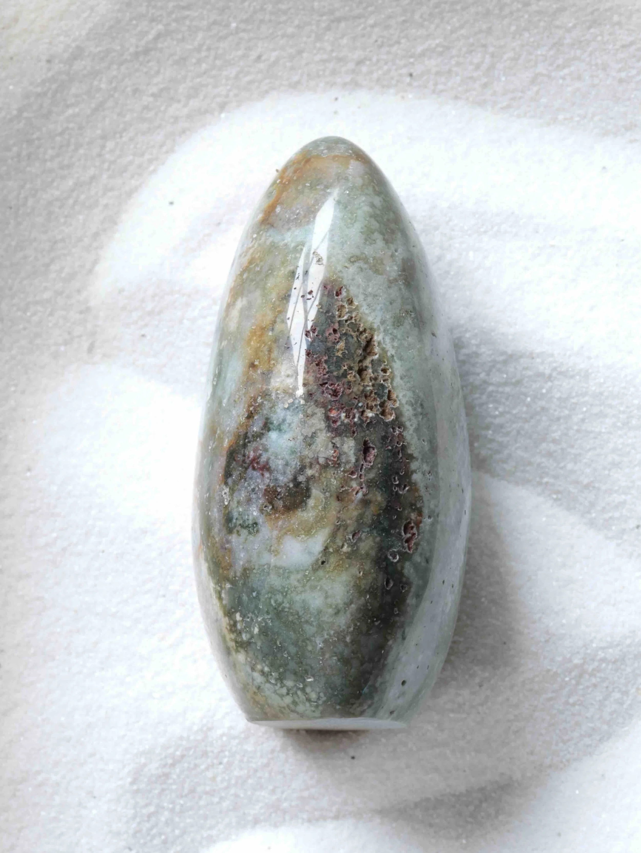 Dôme en Jaspe océan - Pierre pour la douceur & le lâcher prise - SOLYA - Eshop de lithothérapie - Magasin de pierres éthiques & naturelles en Belgique - Bijoux, cristaux & minéraux