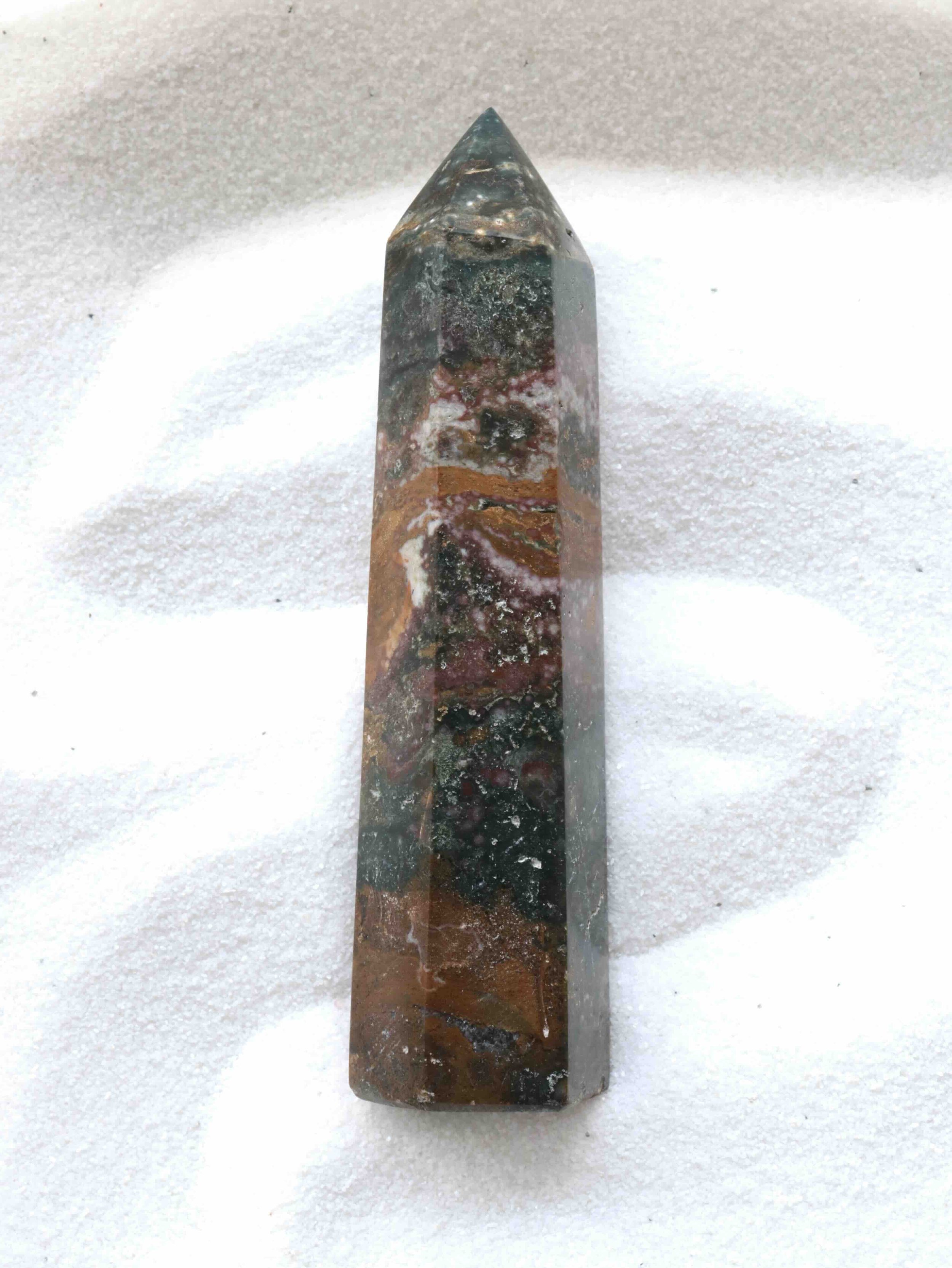 Pointe en en Jaspe Océan - Pierre pour la douceur & le lâcher prise - SOLYA - Eshop de lithothérapie - France - Belgique - Boutique de pierres à Bruxelles