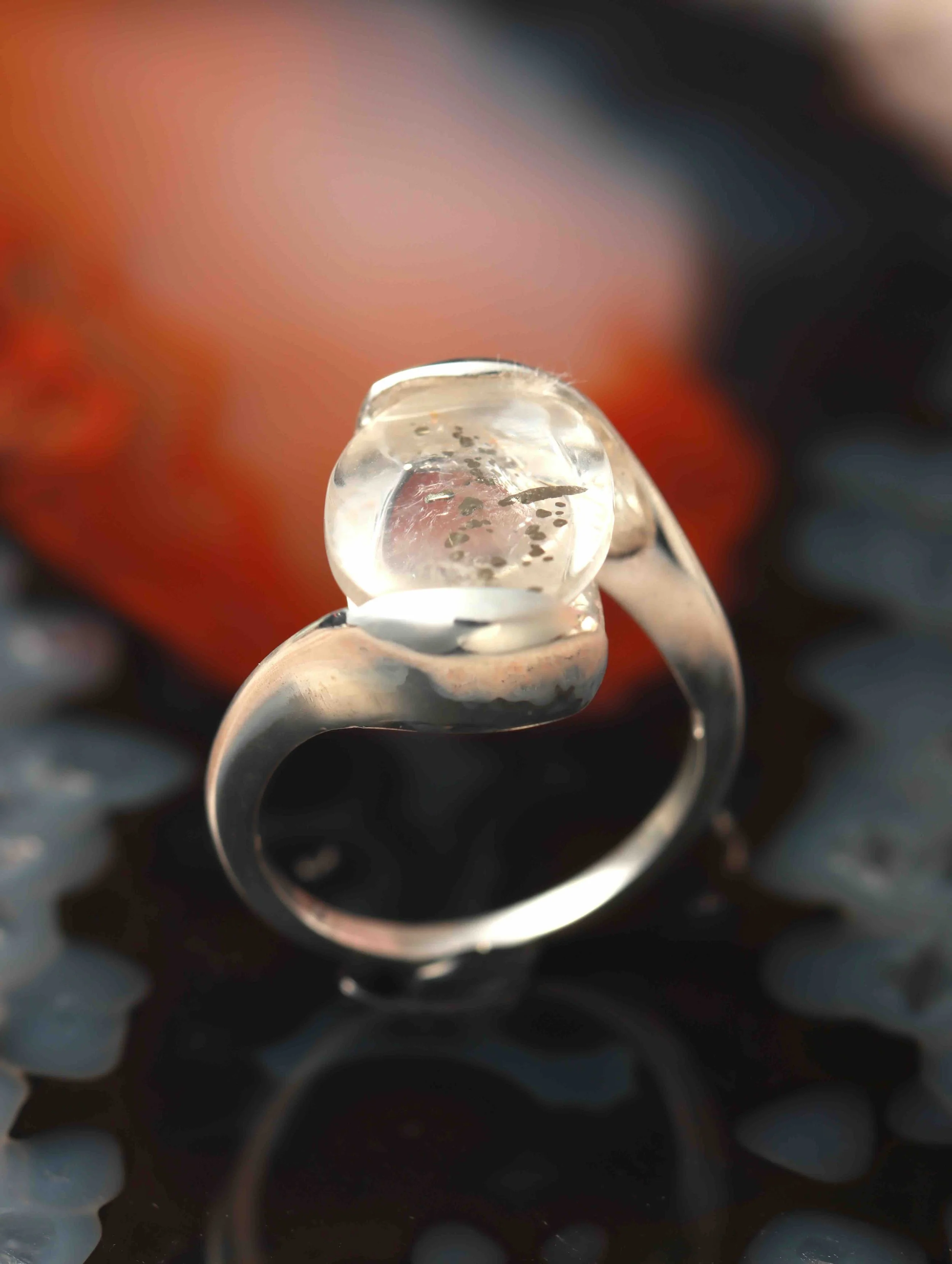 Bague Quartz à inclusions de Pyrite & Argent 925 - Construire un projet - SOLYA - Cristaux, Minéraux & Bonnes énergies - Magasin de lithothérapie en Belgique - Magasin de pierres éthiques