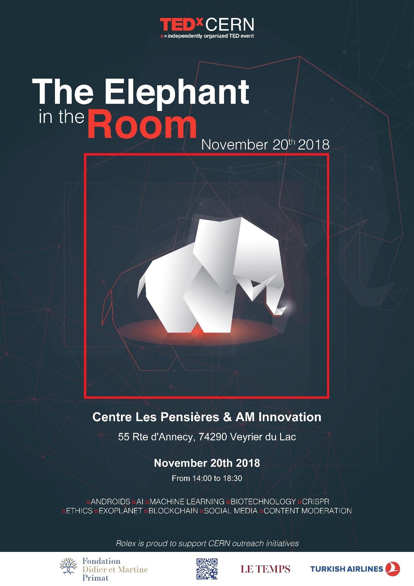 TEDxCERN "The Elephant in the Room" en webcast direct à Annecy le 20 novembre 2018