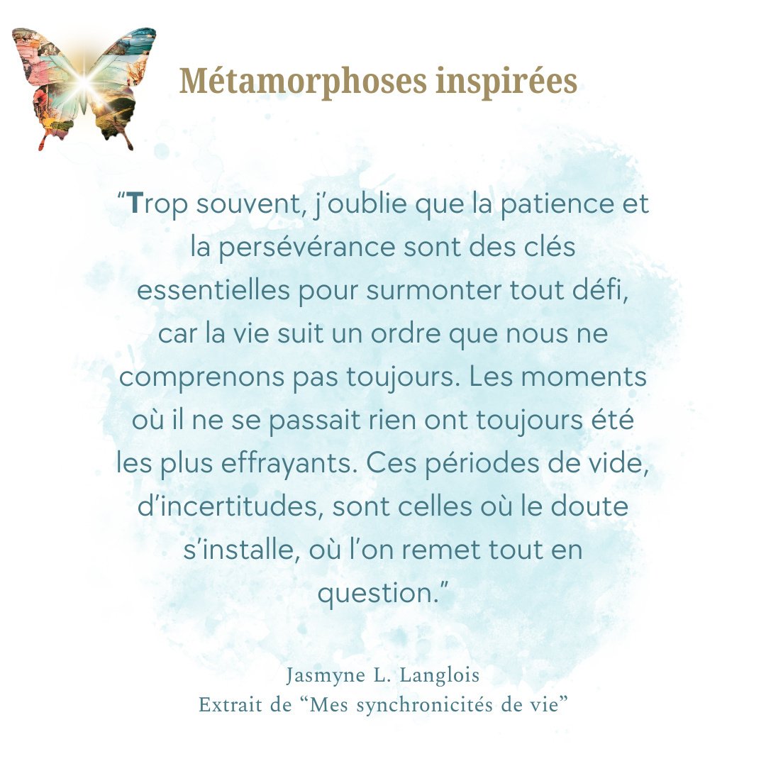 𝐌𝐞́𝐭𝐚𝐦𝐨𝐫𝐩𝐡𝐨𝐬𝐞𝐬 𝐈𝐧𝐬𝐩𝐢𝐫𝐞́𝐞𝐬 
Chapitre 19
Par Jasmyne L. Langlois

Voici un extrait tir&eacute; de &ldquo; 𝘔𝘦𝘴 𝘴𝘺𝘯𝘤𝘩𝘳𝘰𝘯𝘪𝘤𝘪𝘵𝘦́𝘴 𝘥𝘦 𝘷𝘪𝘦 &rdquo; &eacute;crit par Jasmyne L. Langlois.

Dans cet extrait, Jasm