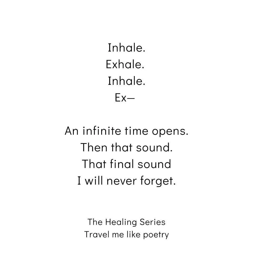 Parfois, un seul souffle contient toute une vie.
Un extrait de quelque chose que j&rsquo;ai &eacute;crit &mdash; un passage, un rituel, un po&egrave;me...
&Agrave; d&eacute;couvrir bient&ocirc;t.

&laquo; Inspire.
Expire.
Inspire.
Ex &mdash;

Un temp