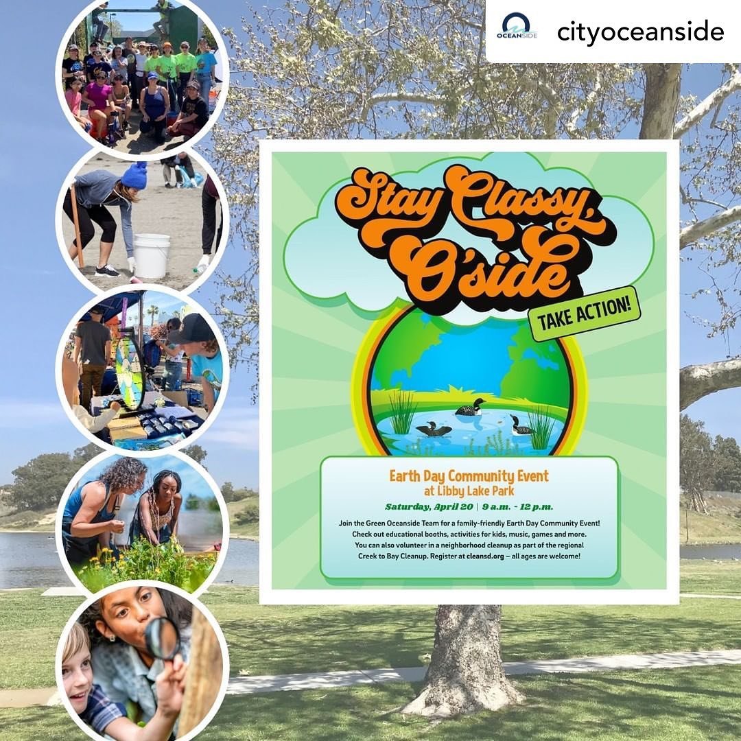 Repost &bull; @cityoceanside 
.
We hope you&rsquo;ll join us for Oceanside&rsquo;s Earth Day Celebration at Libby Lake Park on Saturday, April 20 from 9am to noon! Libby Lake Park is at 424 Calle Montecito in #Oceanside.
.
💚🌎 Check out educational 