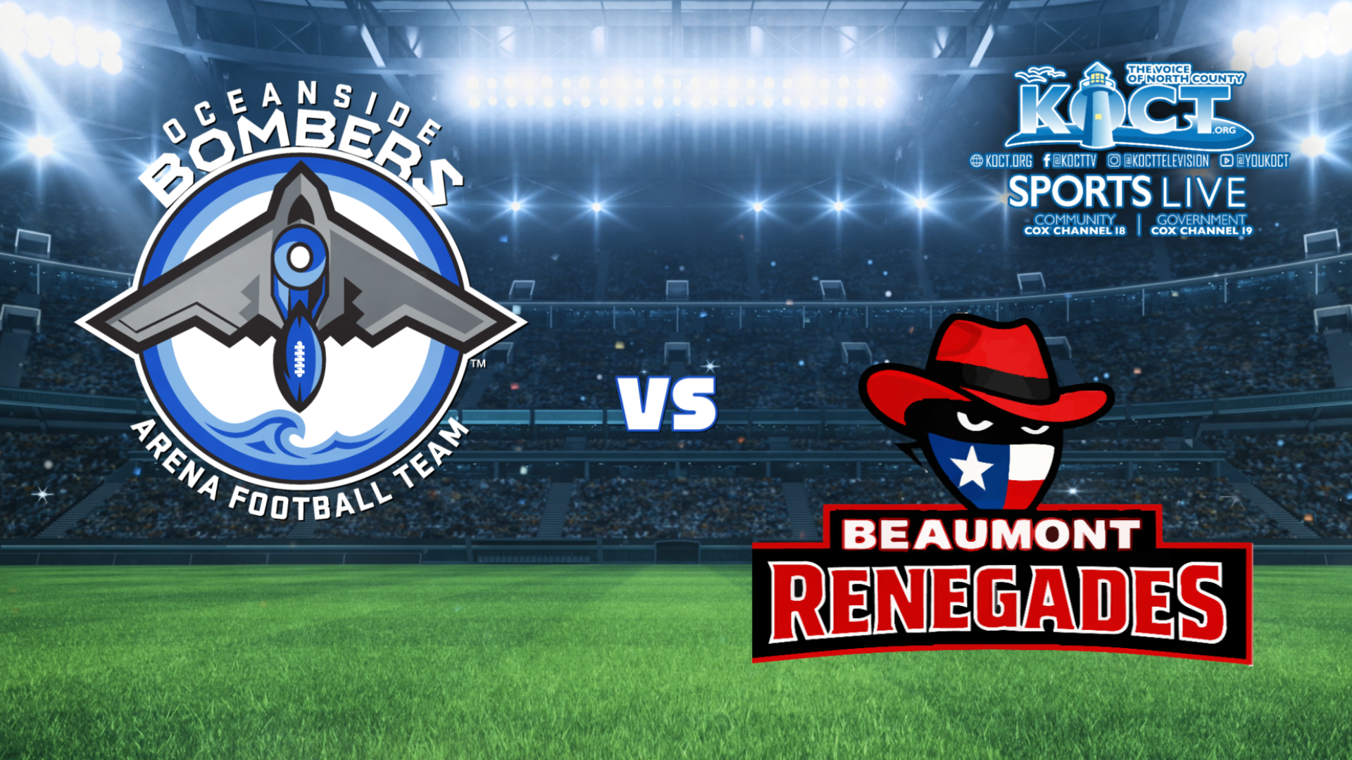 Arena Football at Frontwave - Oceanside Bombers vs Beaumont Renegades