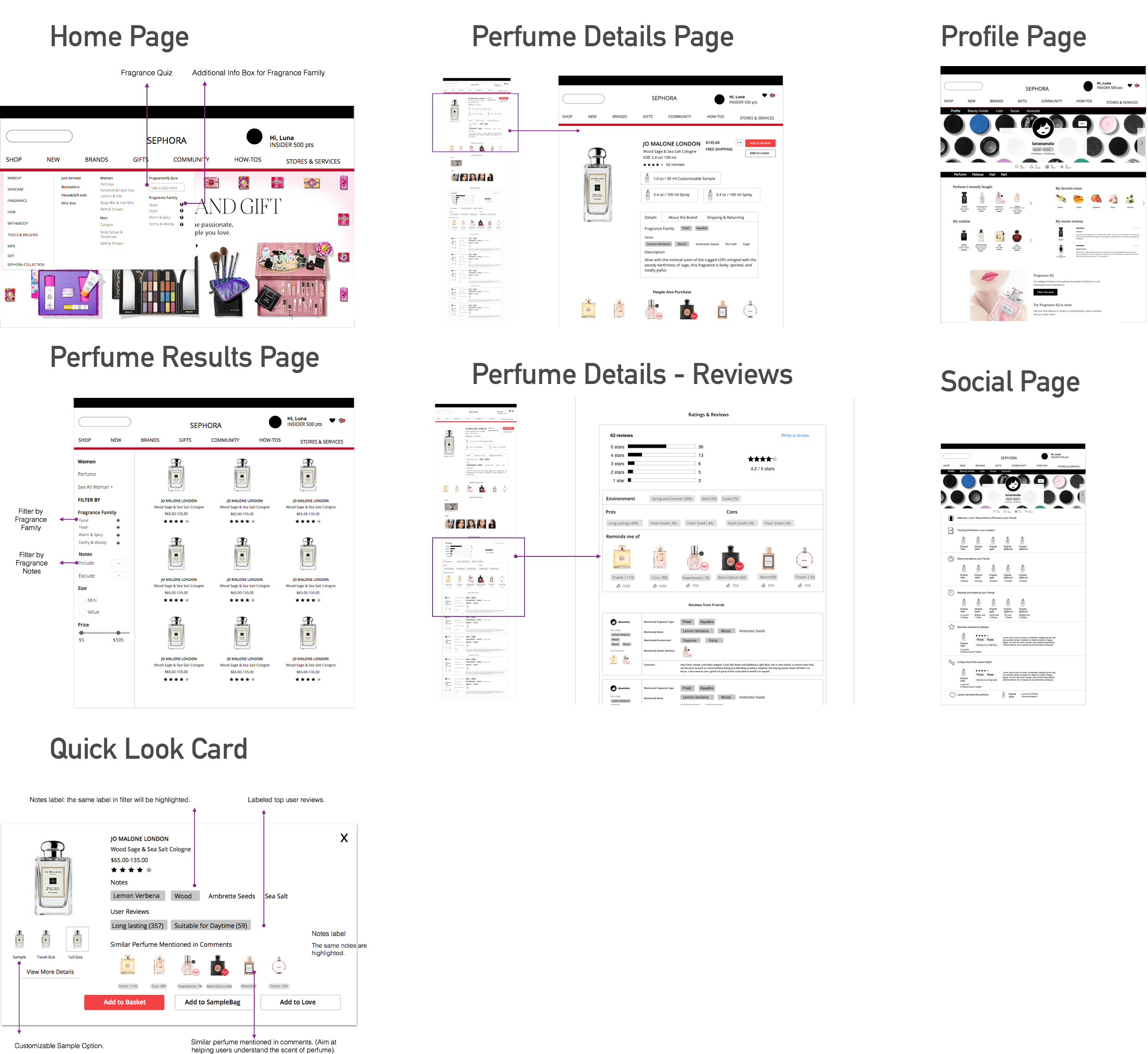 Interface Screens of Initial Prototype