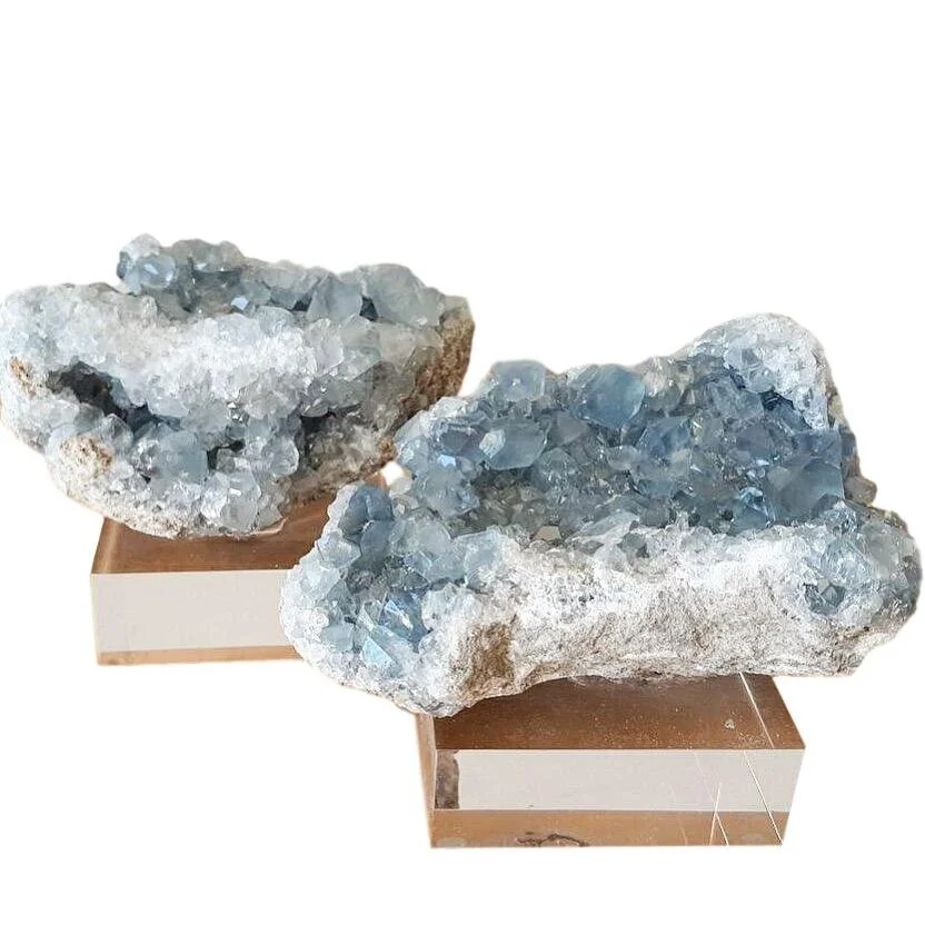 Celestite Specimens on Lucite Bases