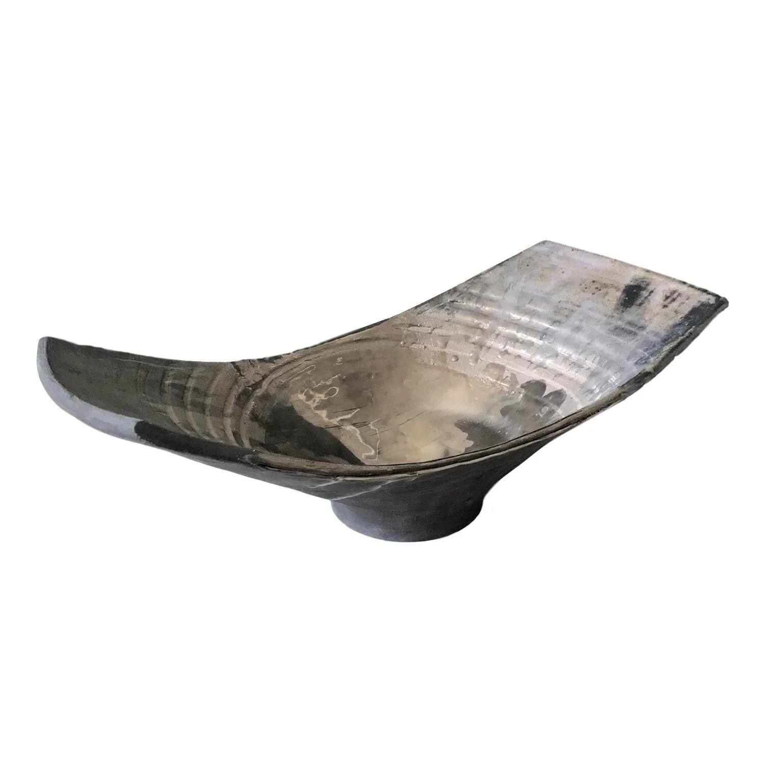 Tatiana Platinum / Matte Black Footed Ceramic Bowl