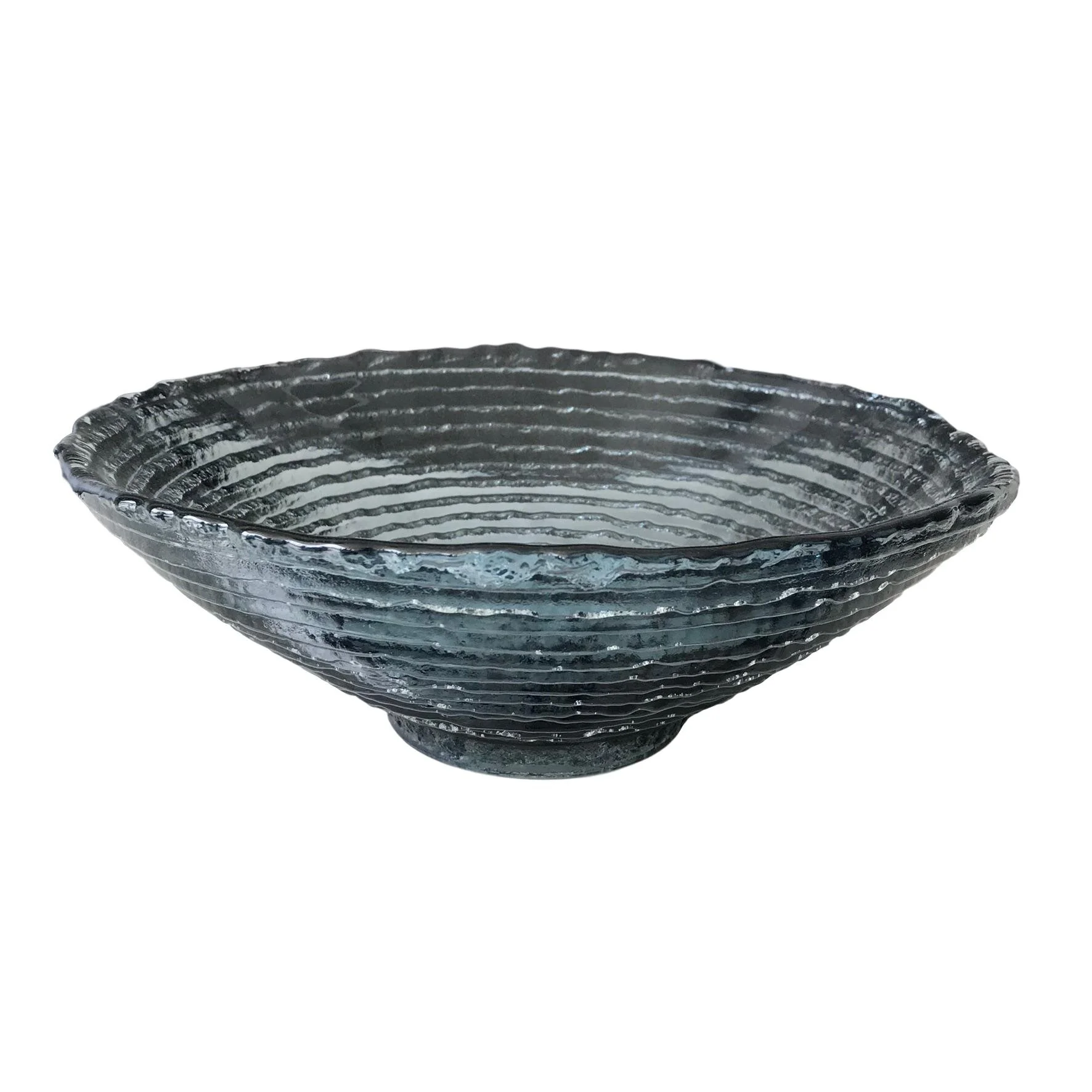 Dark Gray Ribbed Glass Bowl