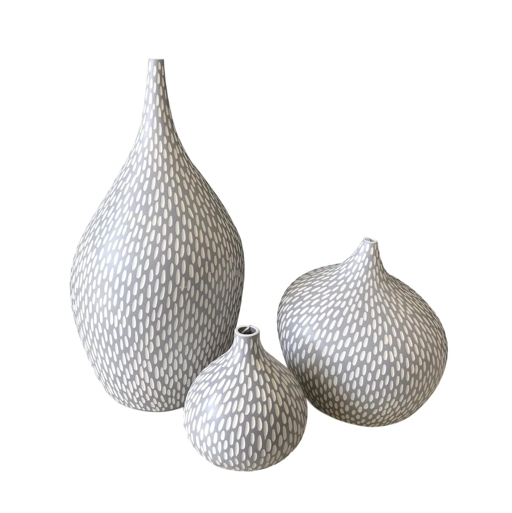 Gray / White Dot Ceramic Vases
