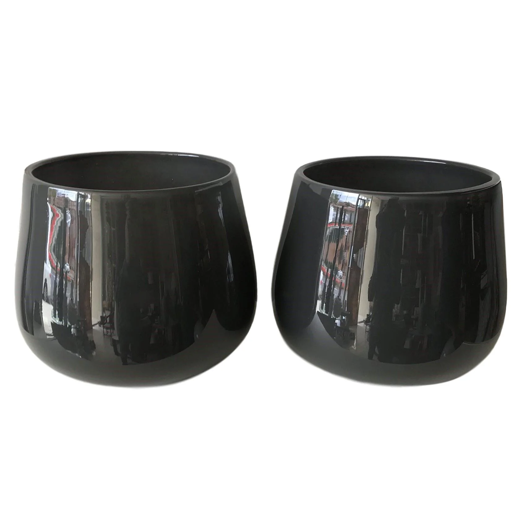 Dark Gray Glass Vases / Hurricanes