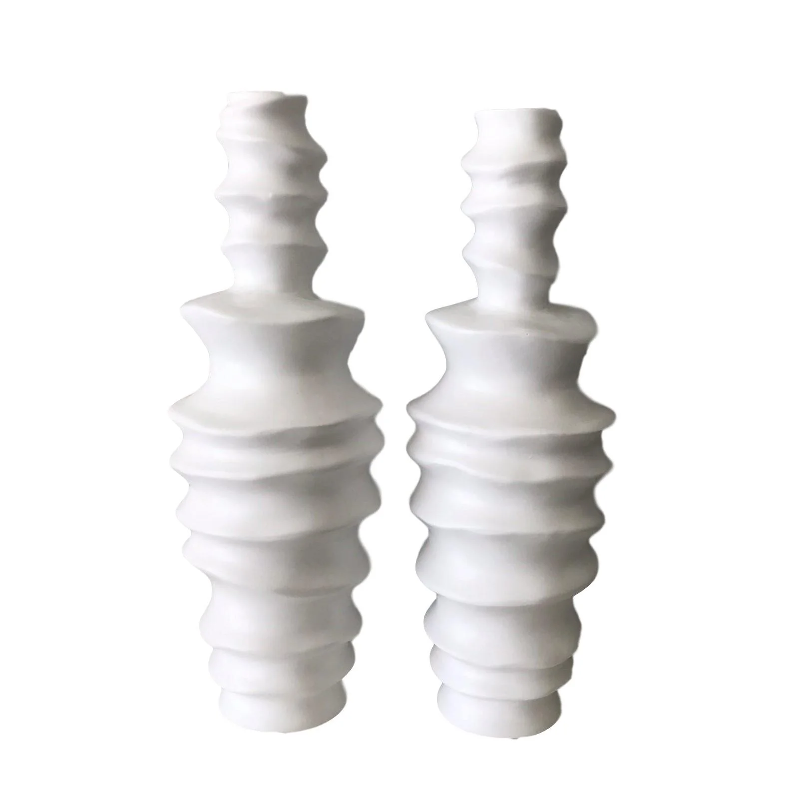 White Ceramic Tall Cyclone Vases