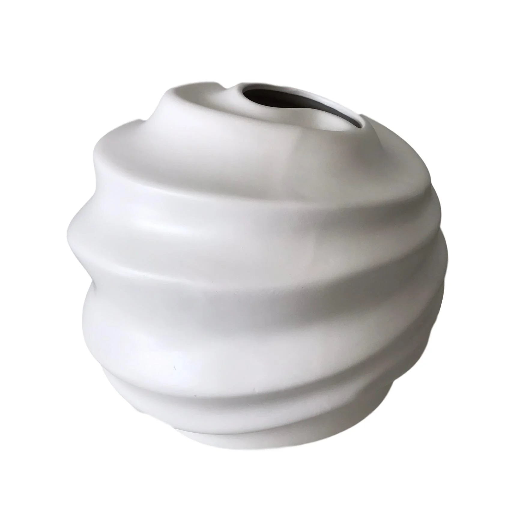 Spiral Vase, Round White 