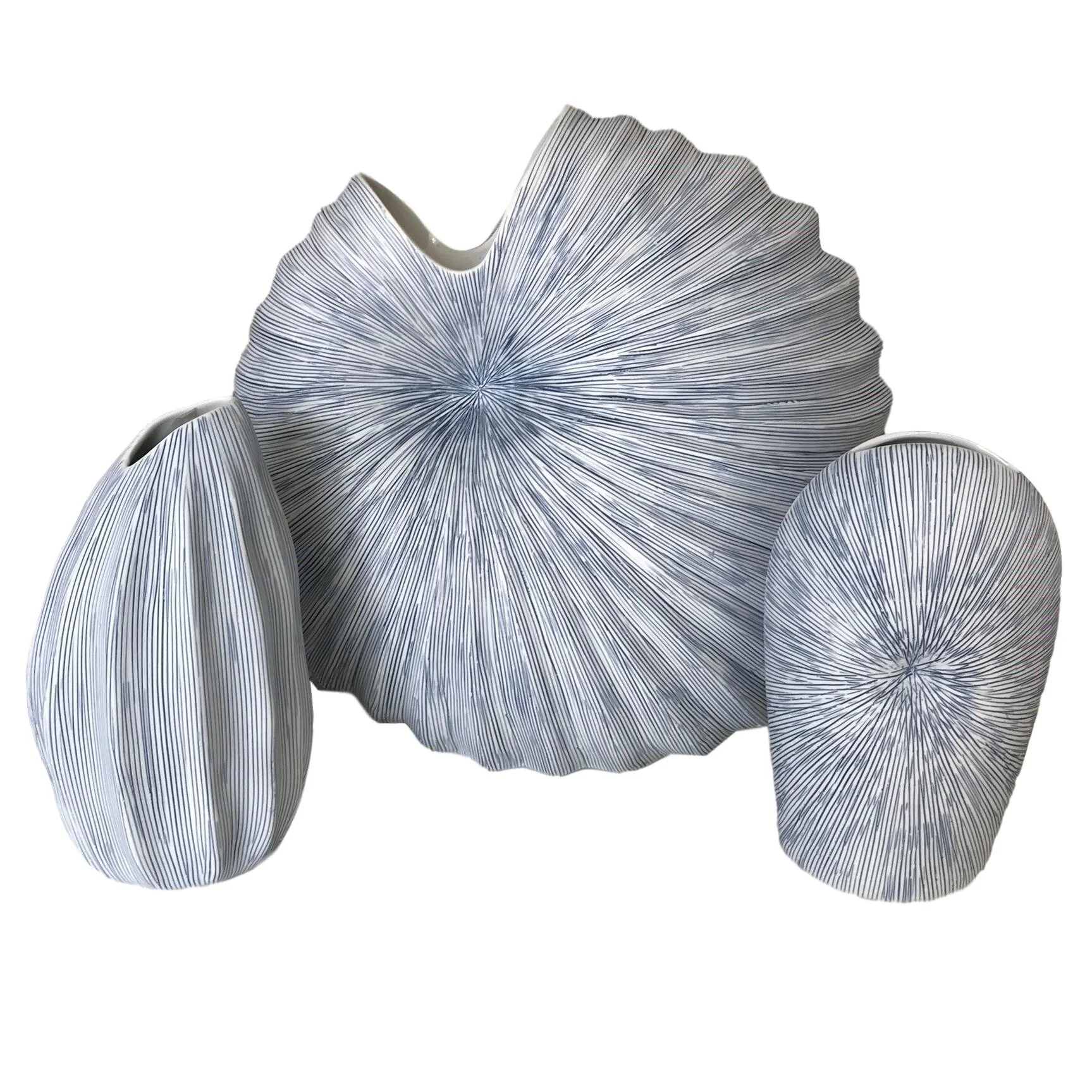 Shell Vases, Blue Line