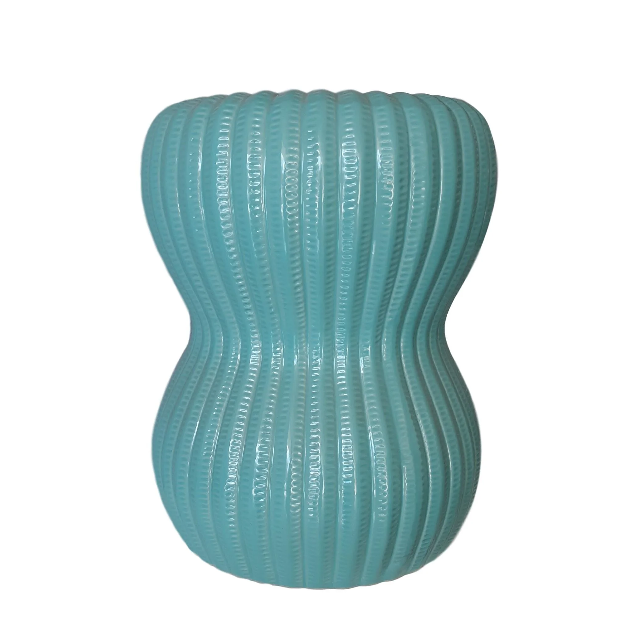 Turquoise Ribbed Garden Stool