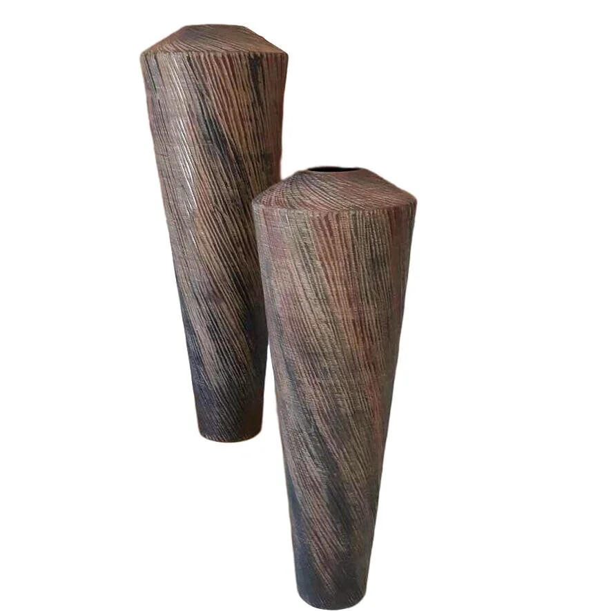 Large Carved Wood Urns