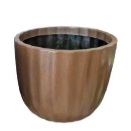 Ribbed Planter, Bronze
